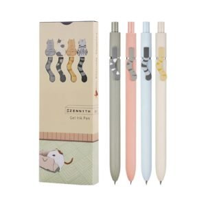 UIXJODO Cat Pens, 4 Pcs 0.5mm Cute Kawaii Pens Black Ink